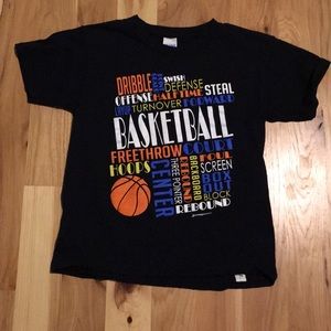 Black basketball t-shirt.